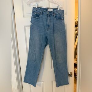 Abercrombie & Fitch Curve Love Light Blue Ankle Straight Jeans
